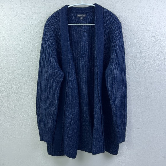 Banana Republic Cardigan Womens XL Blue Wool Alpaca Chunky Open Sweater Wrap - Picture 1 of 12
